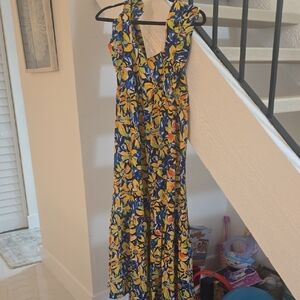 Floral Maxi Sundress in Yellow & Blue